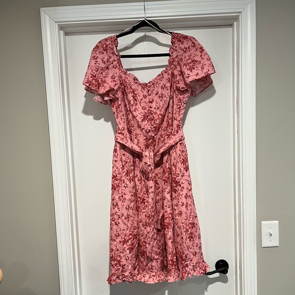 Gal Meets Glam limited edition pink floral ruffle dress size 8